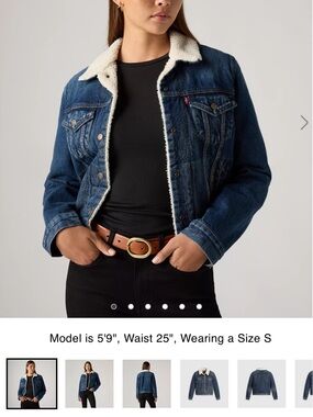 Levi's Dark Blue Denim Sherpa Collar Jean Jacket